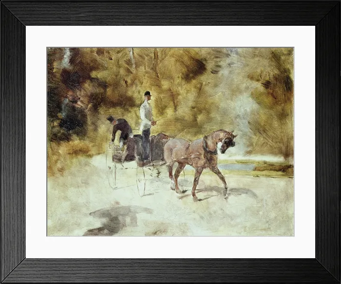 Framed Print : TOULOUSE-LAUTREC, Henri de (1864-1901). In Dog-Car. 1880. Post-Impressionism. Oil on wood. FRANCE. Albi. Toulouse-Lautrec Museum
