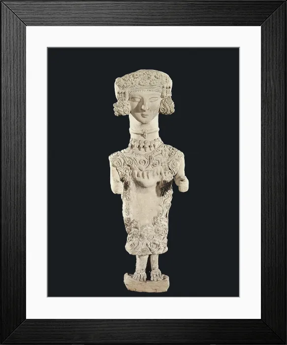 Framed Print : Lady of Ibiza. 3rd c. BC. Lady of Ibiza. Punic art. Sculpture. From: Puid dels Molins necropolis. Carthaginian art. Terra-cotta. SPAIN. Madrid. National Museum of Archaeology