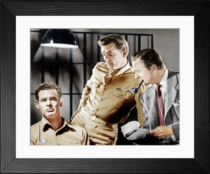 Framed Print : CROSSFIRE, from left: Robert Ryan, Robert Mitchum, Robert Young, 1947 Framed Print : CROSSFIRE, from left: Robert Ryan, Robert Mitchum, Robert Young, 1947