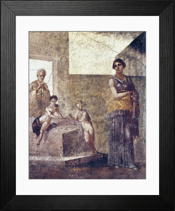 Framed Print : Medea thinking about killing her children. 1st c. Medea plans to kill her children. Fresco painting. Roman art. Early Empire. Fresco. ITALY. Naples Framed Print : Medea thinking about killing her children. 1st c. Medea plans to kill her children. Fresco painting. Roman art. Early Empire. Fresco. ITALY. Naples