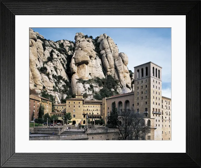 Framed Print : SPAIN. CATALONIA. BARCELONA. Monistrol de Montserrat. Monastery of Montserrat. Massif and Benedictine Monastery of Our Lady of Montserrat. - J