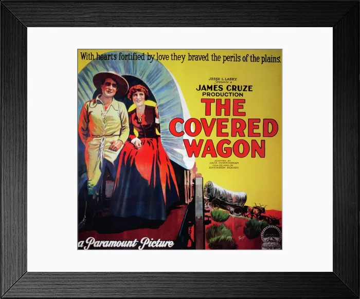 Framed Print : THE COVERED WAGON, poster, from left: J. Warren Kerrigan, Lois Wilson, 1923 Framed Print : THE COVERED WAGON, poster, from left: J. Warren Kerrigan, Lois Wilson, 1923