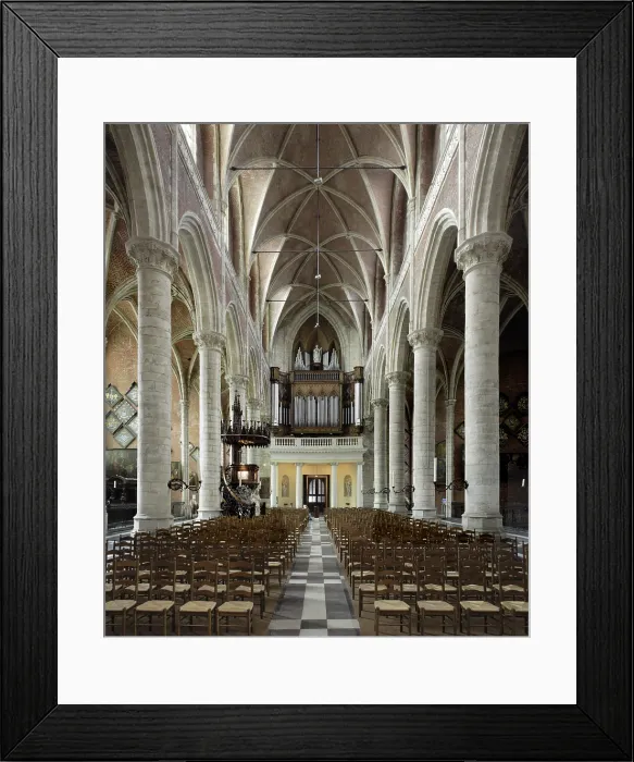 Framed Print : BELGIUM. Ghent. Main nave of St.Nicholas Church (Sint-Niklaaskerk) made of blue-grey stone from Tournai. 13th-14th centuries. Gothic art. Architecture