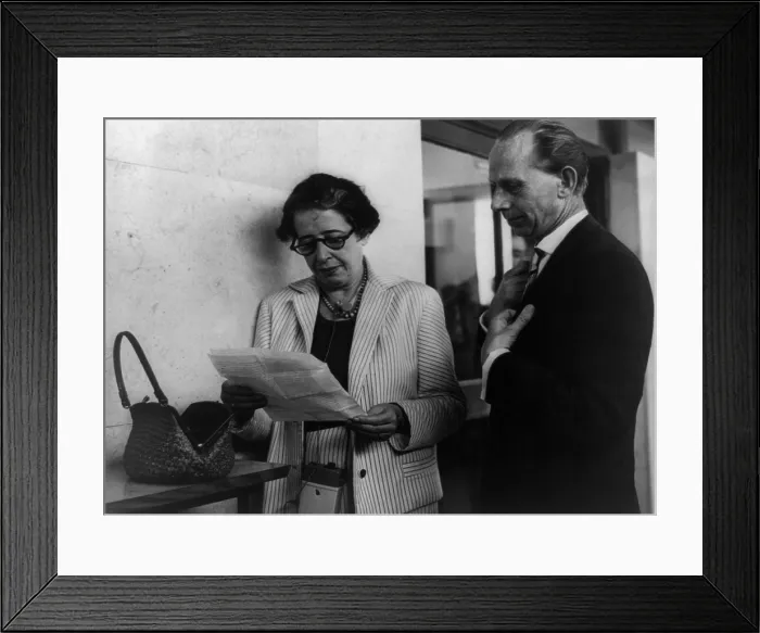 Framed Print : Hannah Arendt with a fellow reporter