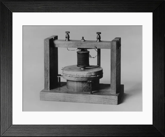 Framed Print : Voice sounds were transmitted for the first time on June 3, 1875 over this instrument invented by Alexander Graham Bell and Thomas Watson Framed Print : Voice sounds were transmitted for the first time on June 3, 1875 over this instrument invented by Alexander Graham Bell and Thomas Watson