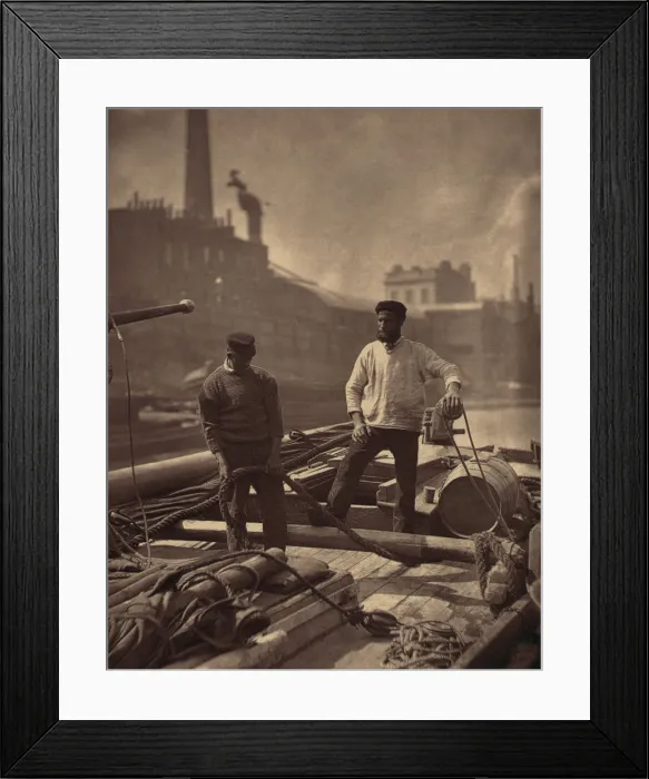 Framed Print : WORKERS ON THE SILENT HIGHWAY 1877 by John J. Thomson 1837-1921 shows two workmen on a barge on the Thames River England Framed Print : WORKERS ON THE SILENT HIGHWAY 1877 by John J. Thomson 1837-1921 shows two workmen on a barge on the Thames River England
