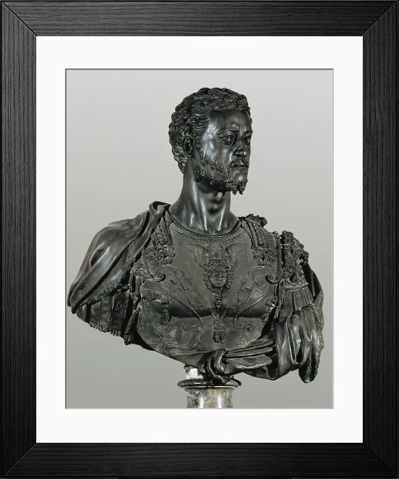 Framed Print : CELLINI, Benvenuto (1500-1571). Bust of Cosimo I. 1545. Renaissance art. Cinquecento. Sculpture on bronze. ITALY. Florence. Bargello National Museum Framed Print : CELLINI, Benvenuto (1500-1571). Bust of Cosimo I. 1545. Renaissance art. Cinquecento. Sculpture on bronze. ITALY. Florence. Bargello National Museum