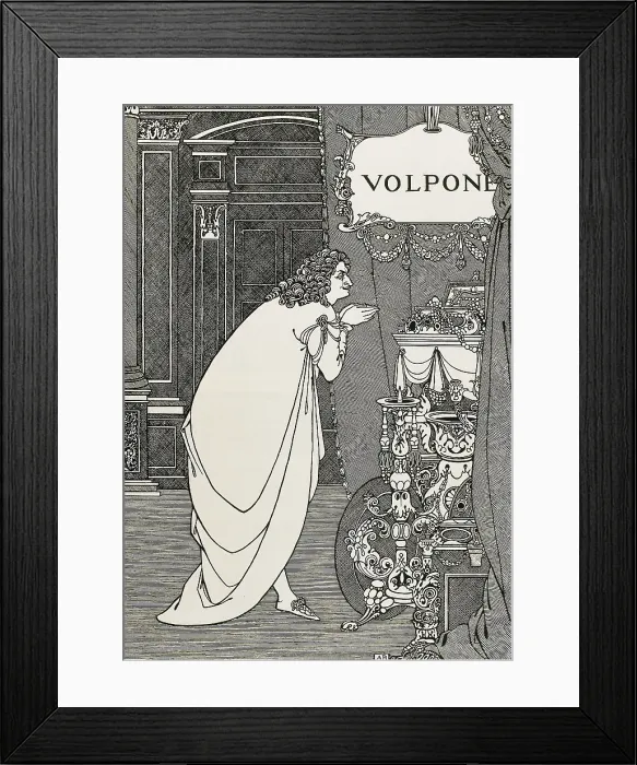 Framed Print : BEARDSLEY, Aubrey Vincent (1872-1898). Volpone. 1898. Illustration of the front page from an edition of 'Volpone', work written by Benjamin Jonson in 1609