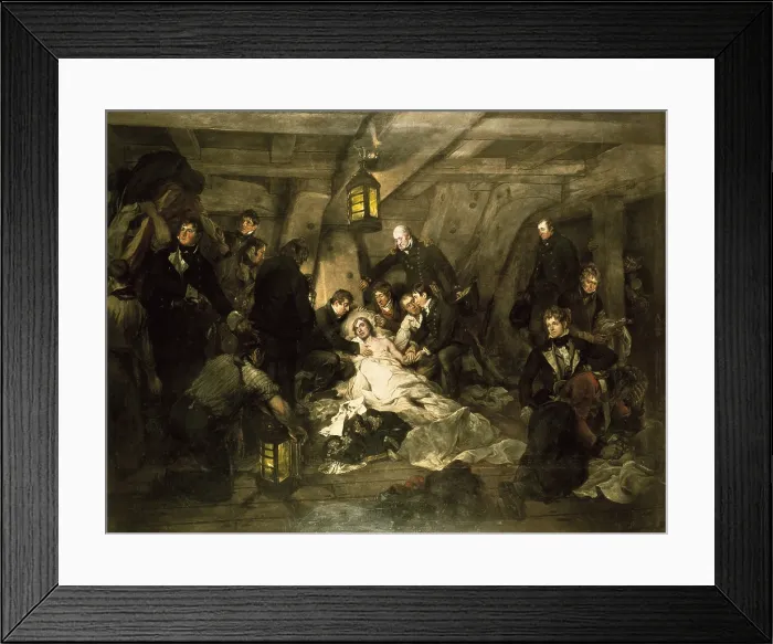 Framed Print : DEVIS, Arthur (1708-1787). The Death of Nelson, 21 October 1805. 1807. Episode from the Battle of Trafalgar carried out in the cockpit of Victory (English warship). Oil on canvas