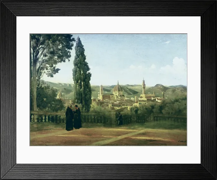 Framed Print : COROT, Jean-Baptiste Camille (1796-1875). View of Florence from the Boboli Gardens. 1835 - 1840. Realism. Oil on canvas. FRANCE. Paris. Louvre Museum Framed Print : COROT, Jean-Baptiste Camille (1796-1875). View of Florence from the Boboli Gardens. 1835 - 1840. Realism. Oil on canvas. FRANCE. Paris. Louvre Museum