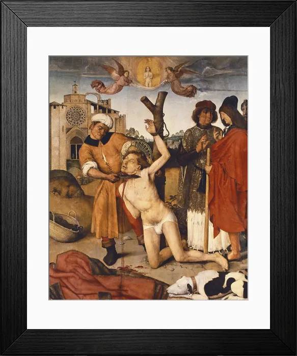 Framed Print : BRU, Ayne ( -1510). The Martyrdom of Saint Cucufate. 1504 - 1507. Painting that belonged to the high altarpiece of the monastery. Renaissance art. Oil on wood. SPAIN. Barcelona Framed Print : BRU, Ayne ( -1510). The Martyrdom of Saint Cucufate. 1504 - 1507. Painting that belonged to the high altarpiece of the monastery. Renaissance art. Oil on wood. SPAIN. Barcelona