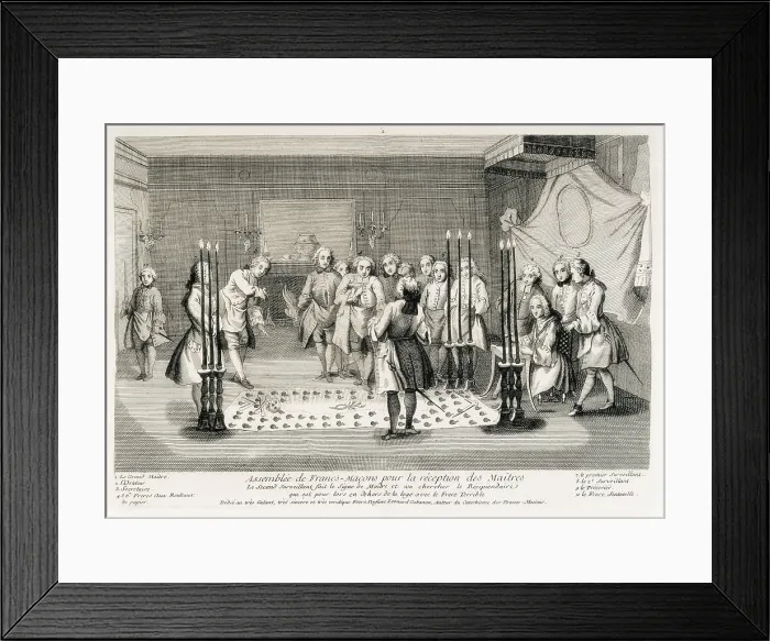 Framed Print : Assemblee des Francs-Masons pour la Reception des Matres. Freemasonry Assembly to receive the Masters Framed Print : Assemblee des Francs-Masons pour la Reception des Matres. Freemasonry Assembly to receive the Masters