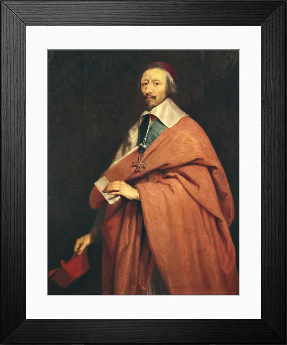 Framed Print : CHAMPAIGNE, Philippe de (1602-1674). Portrait of Armand-Jean du Plessis, Cardinal Richelieu. ca. 1639. Classicism. Oil on canvas. FRANCE. Versailles