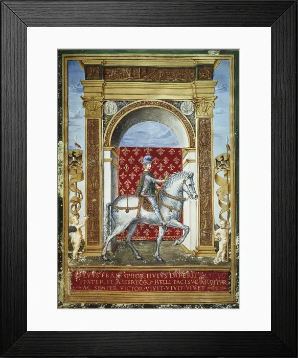 Framed Print : Portrait of Francesco Sforza belonging to the work by Giovanni Simonetta 'Comentarii Rerum Gestarum Francisco Gonzaga'. Renaissance art. Quattrocento Framed Print : Portrait of Francesco Sforza belonging to the work by Giovanni Simonetta 'Comentarii Rerum Gestarum Francisco Gonzaga'. Renaissance art. Quattrocento