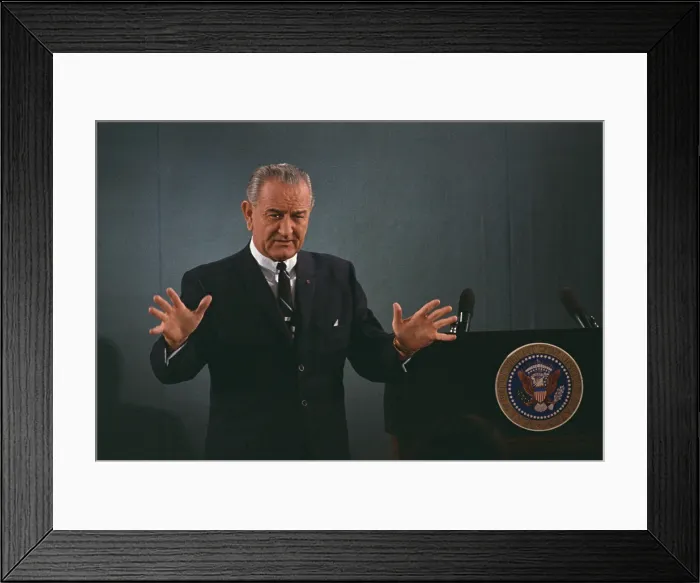 Framed Print : President Lyndon Johnson speaks during a nationally televised press conference. Nov. 17, 1967