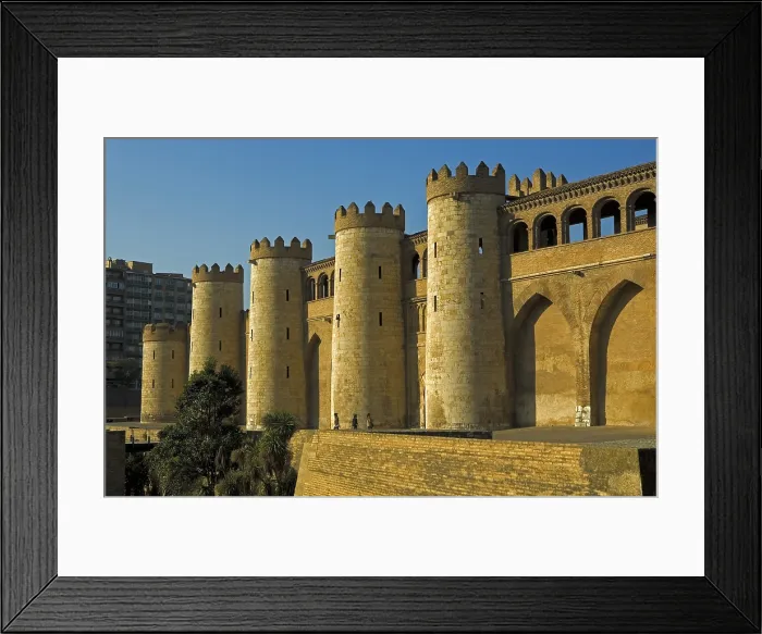 Framed Print : SPAIN. Zaragoza. La Aljaferia Palace. Castle walls from 11th century. Hispano-Moresque art. Taifas Kingdoms period. Architecture
