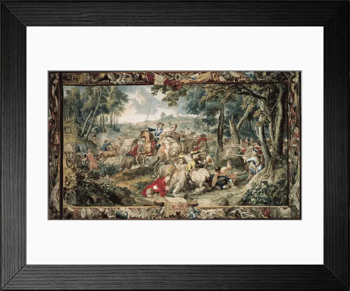Framed Print : LE CLERC, JerOme (17th c.). Ambush. 1696. GERMANY. Munich. New Schleissheim Palace. Baroque art. Tapestry. - Paul Maeyaert / Iberfoto / Everett Collection (145147)**US SALES ONLY**