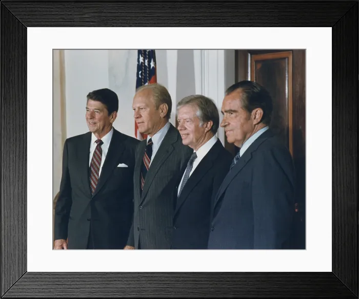 Framed Print : Four Presidents Reagan Ford Carter and Nixon prior to leaving for Egypt and Sadat's funeral. Oct. 8 1981. (BSLOC_2011_2_20) Framed Print : Four Presidents Reagan Ford Carter and Nixon prior to leaving for Egypt and Sadat's funeral. Oct. 8 1981. (BSLOC_2011_2_20)
