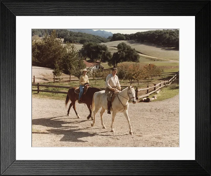 Framed Print : President and Nancy Reagan horseback riding at Racho Del Cielo. Nov. 25 1982. (BSLOC_2011_2_29)