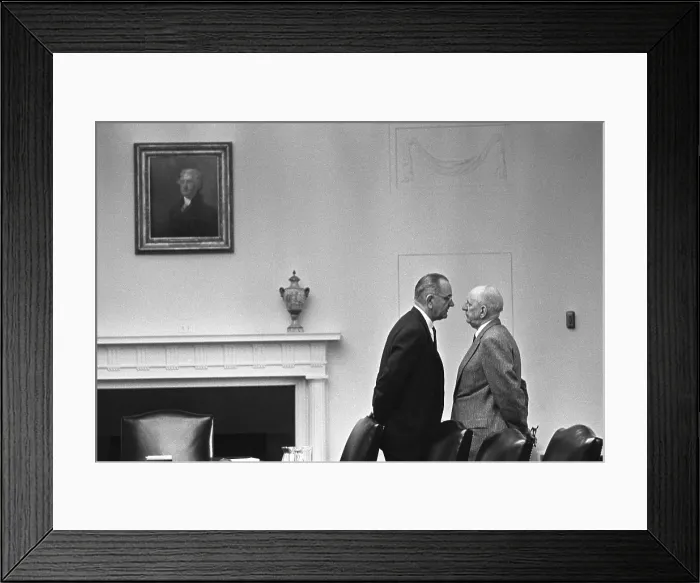 Framed Print : President Johnson invading the space of Senator Richard Russell during a conversation in the White House Cabinet Room. December 17 1963 Framed Print : President Johnson invading the space of Senator Richard Russell during a conversation in the White House Cabinet Room. December 17 1963