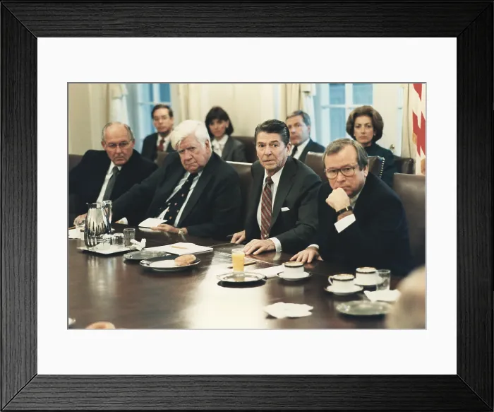 Framed Print : President Reagan meeting with Congress after the invasion of Grenada in the Cabinet Room Framed Print : President Reagan meeting with Congress after the invasion of Grenada in the Cabinet Room