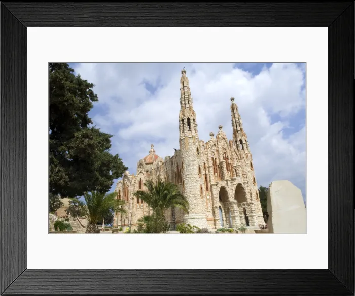 Framed Print : SPAIN. Novelda. Saint Mary Magdalene's Sanctuary. Designed by Jose Sala Sala following a neo-Gothic style. It bears resemblance to Gaudi's Sagrada Familia Church