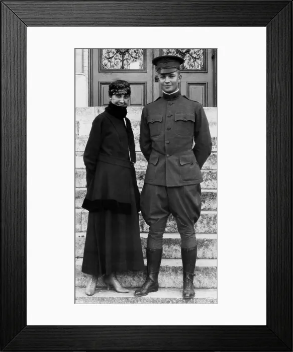 Framed Print : Mamie Eisenhower and Dwight Eisenhower. They are on the front steps of St. Louis Hall, St. Mary's University, San Antonio, Texas in 1916, the year of their marriage