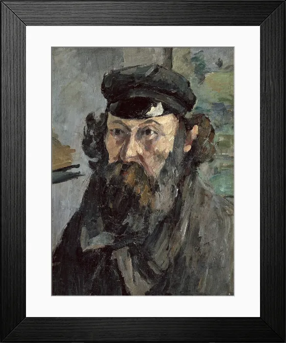 Framed Print : CEZANNE, Paul (1839-1906). Self-portrait in a Casquette. ca. 1872. Post-Impressionism. Oil on canvas. RUSSIA. Saint Petersburg. State Hermitage Museum. - C
