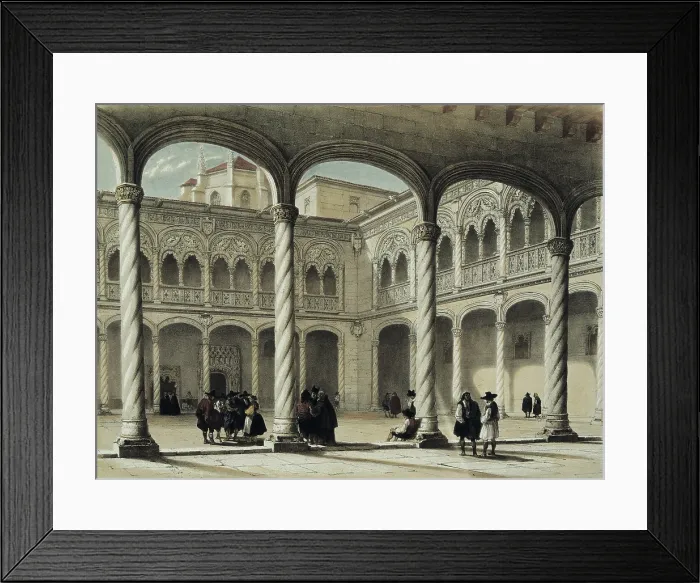 Framed Print : PEREZ VILLAAMIL, Jenaro (1807-1854). Espana artistica y monumental. 1842 - 1850. Patio of the Colegio de San Gregorio in Valladolid