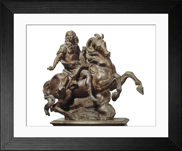 Framed Print : BERNINI, Giovanni Lorenzo (1598-1680). Equestrian Statue of King Louis XIV. 1669 - 1670. Model for the monument at the Palace of Versailles. Baroque art. Sculpture. ITALY. Rome