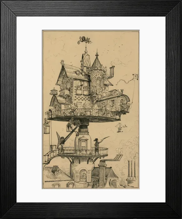 Framed Print : Futuristic drawing by Albert Robida (1848-1926)