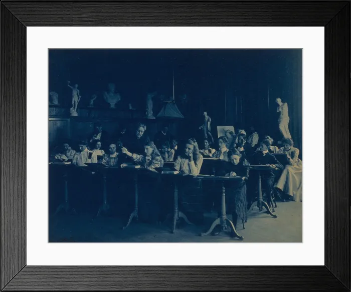 Framed Print : Students in a drawing class, Western High School, Washington, D.C. in 1899. The room is lined with plaster casts of Greek sculpture used to teach students classical aesthetics