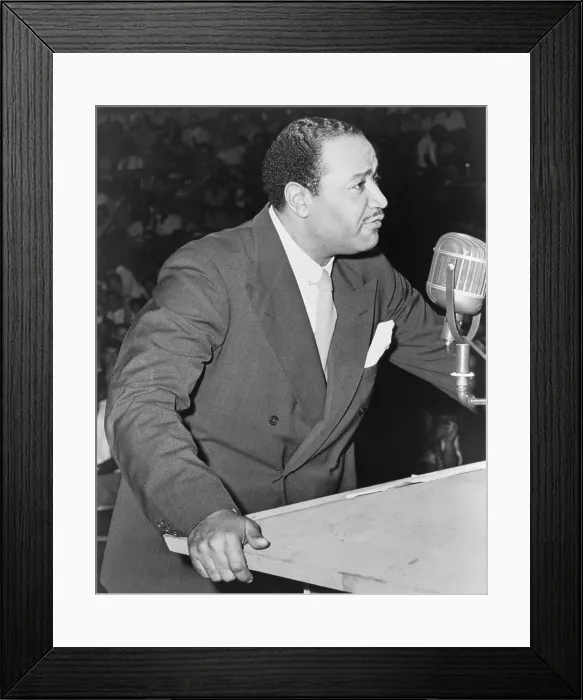 Framed Print : Benjamin J. Davis speaking at the Negro Freedom Rally, Madison Square Garden, New York City. June 25, 1945 Framed Print : Benjamin J. Davis speaking at the Negro Freedom Rally, Madison Square Garden, New York City. June 25, 1945