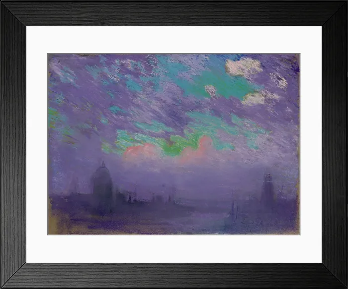 Framed Print : London depicted in a deeply colored pastel by Joseph Pennell (1957-1926), American illustrator and printmaker. Ca. 1910