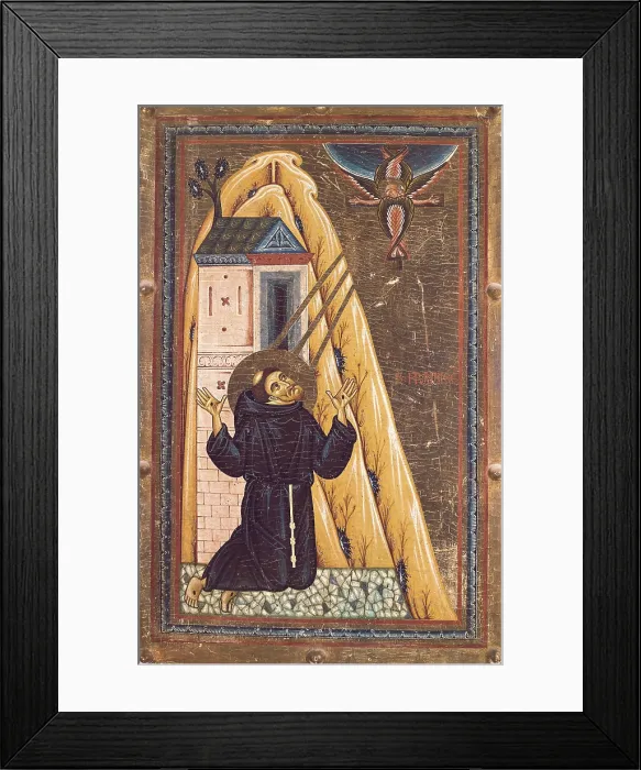 Framed Print : BERLINGHIERI, Bonaventura (before 1228-1274). The Stigmata of St. Francis. ca. 1228. Renaissance art. Quattrocento. Tempera on wood. ITALY. Florence