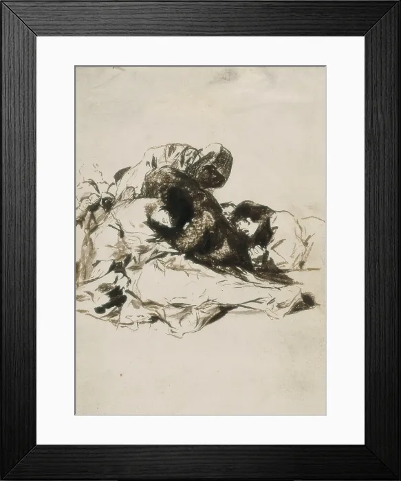 Framed Print : GOYA Y LUCIENTES, Francisco de (1746-1828). Starving Woman. 1790s. Wash drawing from the topic 'Prisiones, Suplicios y Libertad'. Drawing. SPAIN. Madrid. Prado Museum