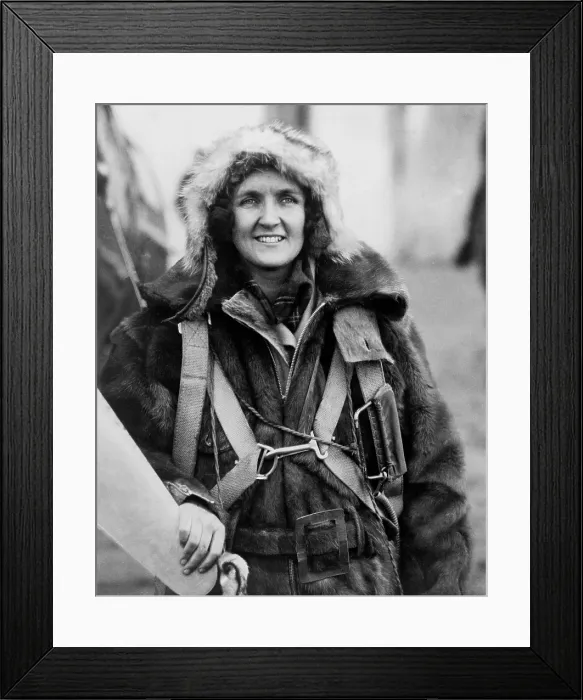 Framed Print : Ruth Nichols 1901-1960 wearing a fur parka in 1931 the year she set three records for women pilots the women's world altitude record of 28 743 feet women's world speed