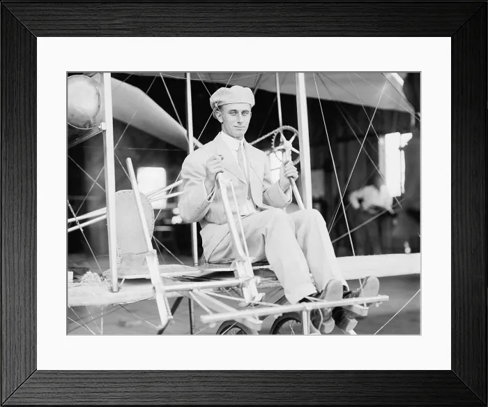 Framed Print : Harry Atwood a pupil of the Wright brothers in an early airplane in 1911. Shortly afterward he stopped flying and secluded himself in rural New England. LC-DIG-hec-00367