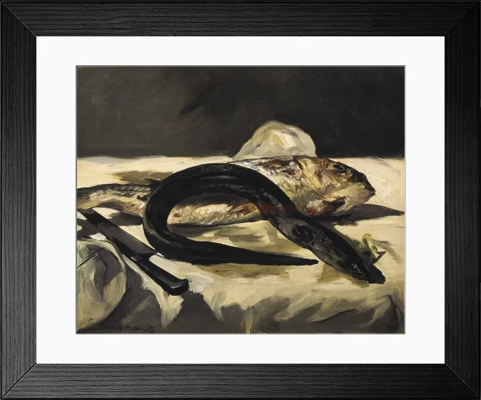 Framed Print : MANET, edouard (1832-1883). Still Life with Eel and Red Muller. 1864. Impressionism. Oil on canvas. FRANCE. Paris. Musee d'Orsay (Orsay Museum)