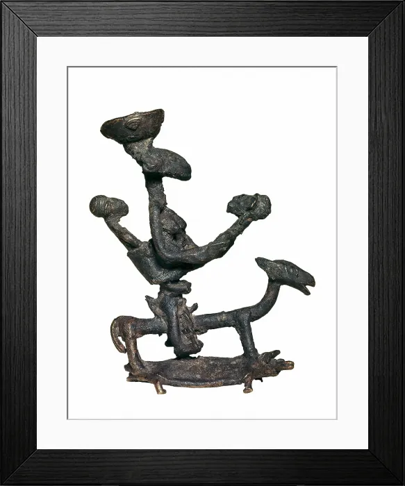Framed Print : Tool to weigh gold dust. Art from Baule (Baoule) ethnic group in Ivory Coast. African art. Metals. Private Collection. Proc: COTE-D'IVOIRE