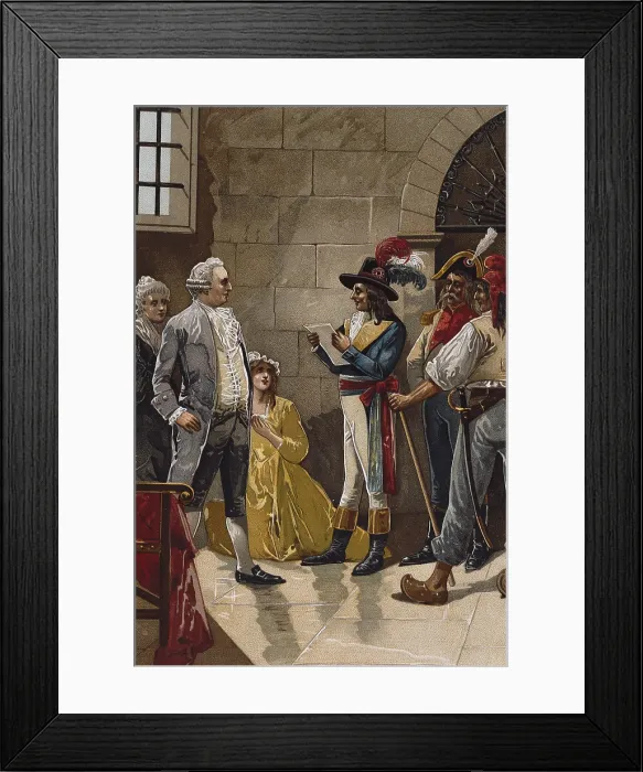 Framed Print : The French Revolution. Legislative Assembly (1791-1792). Louis XVI is notified that he will be imprisoned at the Temple's tower. August 1792. Drawing