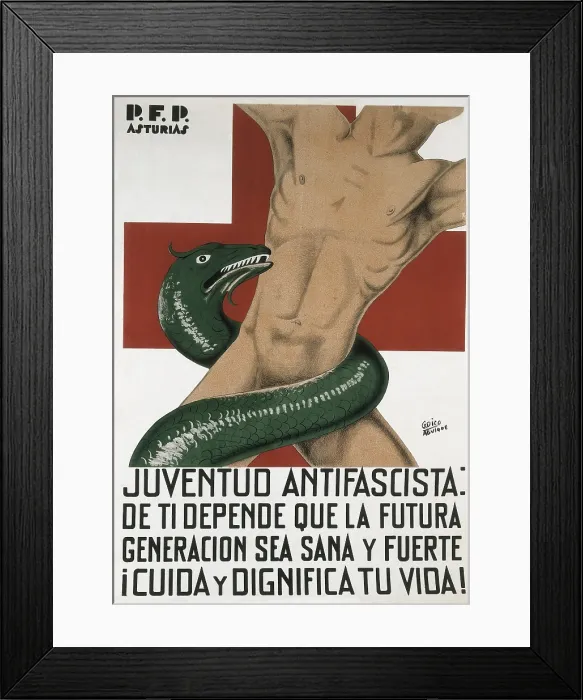 Framed Print : Spanish Civil War (1936-1939). 'Juventud Antifascista: de ti depende que la futura generacion sea sana y fuerte