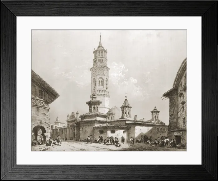Framed Print : PEREZ VILLAAMIL, Jenaro (1807-1854). Espana artistica y monumental. 1842 - 1850. San Pablo church in Zaragoza, Spain. Gothic-Mudejar building, 13th-14th century. Romanticism
