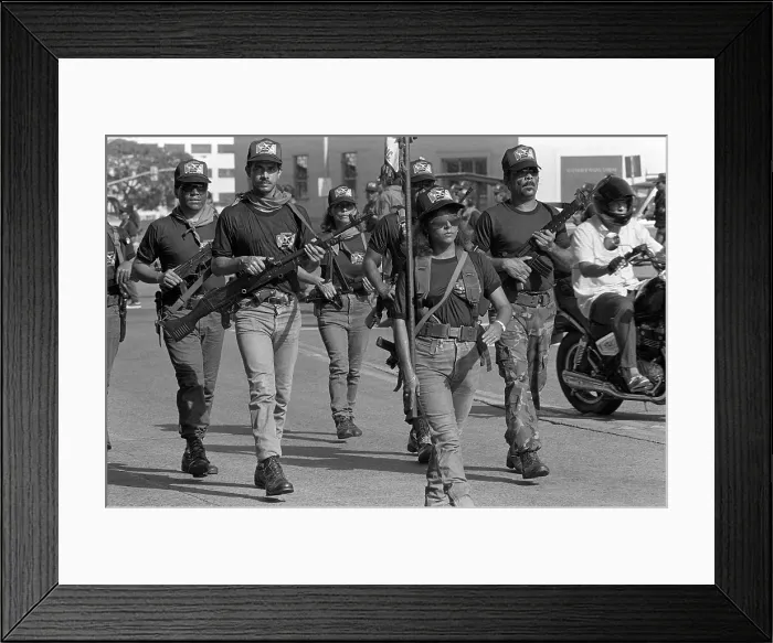 Framed Print : Members of one of General Manuel Noriega's loosely organized Dignity Battalions march through the streets of Panama City to protest against the U.S Framed Print : Members of one of General Manuel Noriega's loosely organized Dignity Battalions march through the streets of Panama City to protest against the U.S