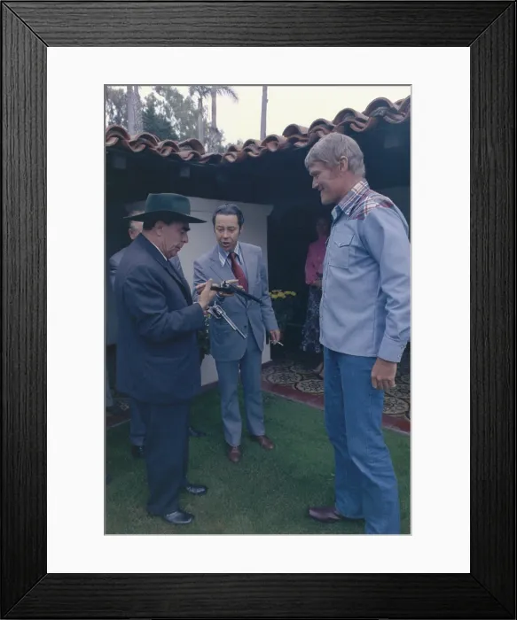 Framed Print : Soviet General Secretary Brezhnev meets actor Chuck Connors during meetings with President Nixon at San Clemente. June 1973