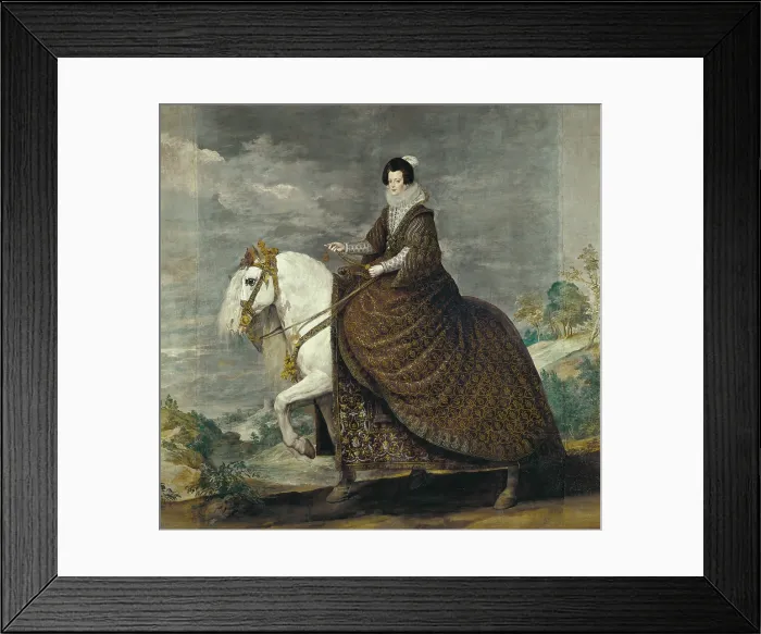 Framed Print : VELAZQUEZ, Diego Rodriguez de Silva (1599-1660). Queen Isabel de Bourbon, wife of Felipe IV, on Horseback. 1635. Baroque art. Oil on canvas. SPAIN. Madrid. Prado Museum