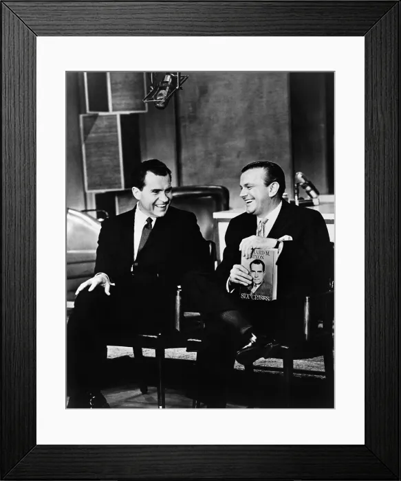 Framed Print : Richard Nixon chats with Jack Paar on the latter's television program in 1962