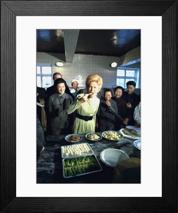 Framed Print : Nixon in China. Pat Nixon samples cuisine on a visit to the Beijing Hotel kitchen. Feb. 22 1972