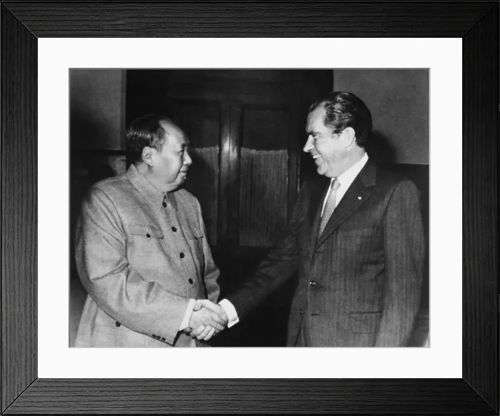 Framed Print : Nixon in China. President Nixon meets with China's Communist Party Leader Mao Tse- Tung. Feb. 21 1972 Framed Print : Nixon in China. President Nixon meets with China's Communist Party Leader Mao Tse- Tung. Feb. 21 1972