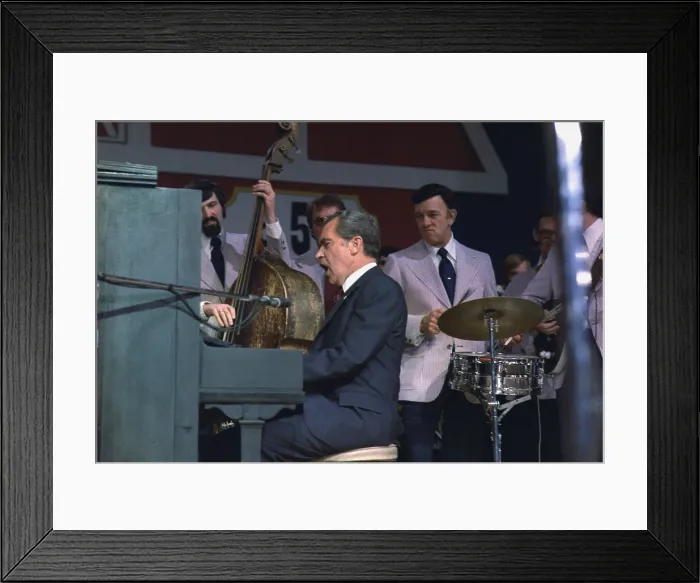 Framed Print : President Nixon singing and playing the Piano at the dedication of the New Grand Ole Opry House. March 16 1974